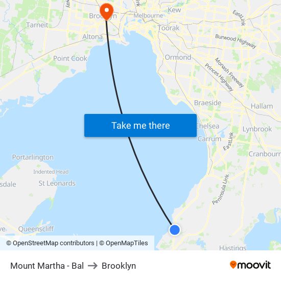 Mount Martha - Bal to Brooklyn map