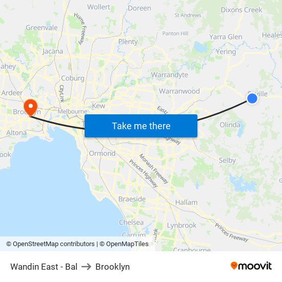 Wandin East - Bal to Brooklyn map