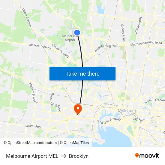 Melbourne Airport MEL to Brooklyn map