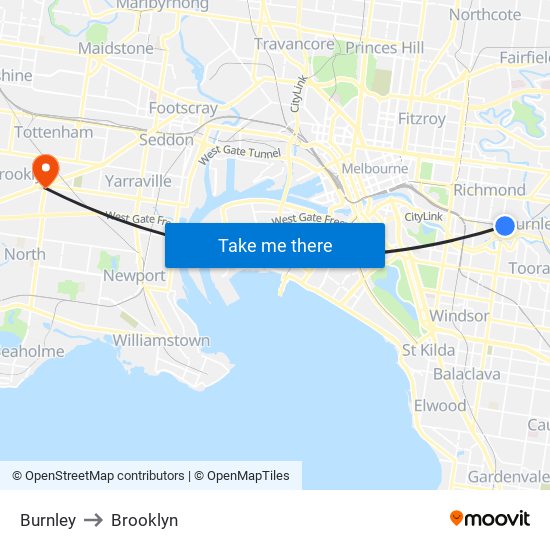 Burnley to Brooklyn map