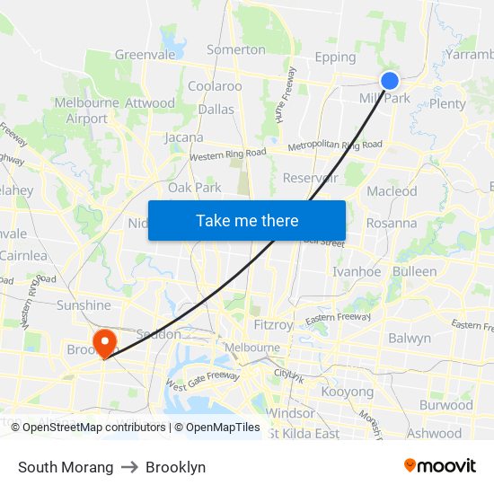 South Morang to Brooklyn map