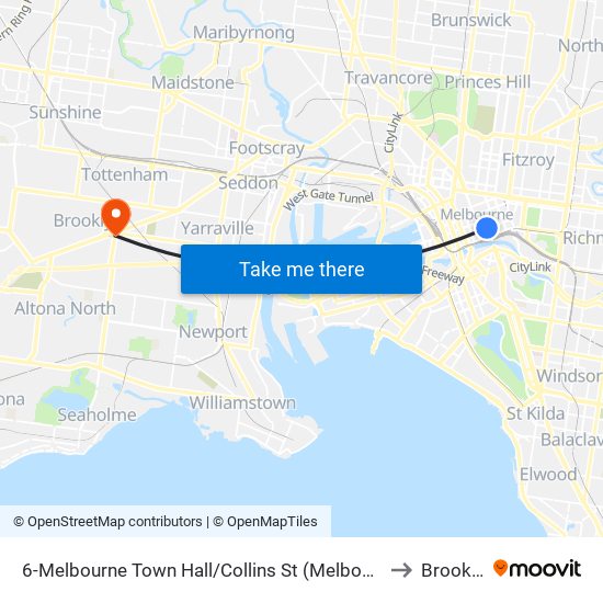 6-Melbourne Town Hall/Collins St (Melbourne City) to Brooklyn map