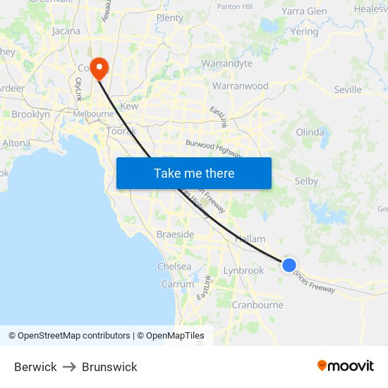 Berwick to Brunswick map