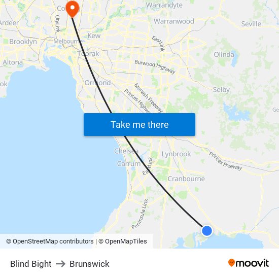 Blind Bight to Brunswick map