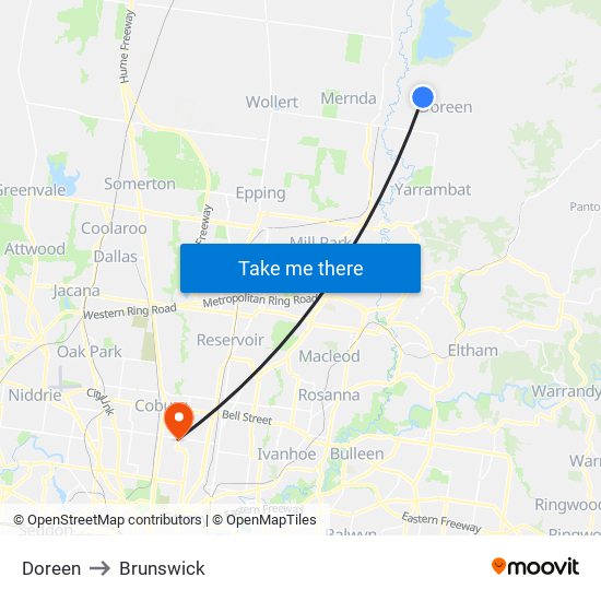 Doreen to Brunswick map