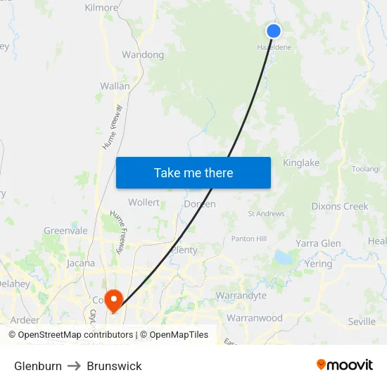 Glenburn to Brunswick map