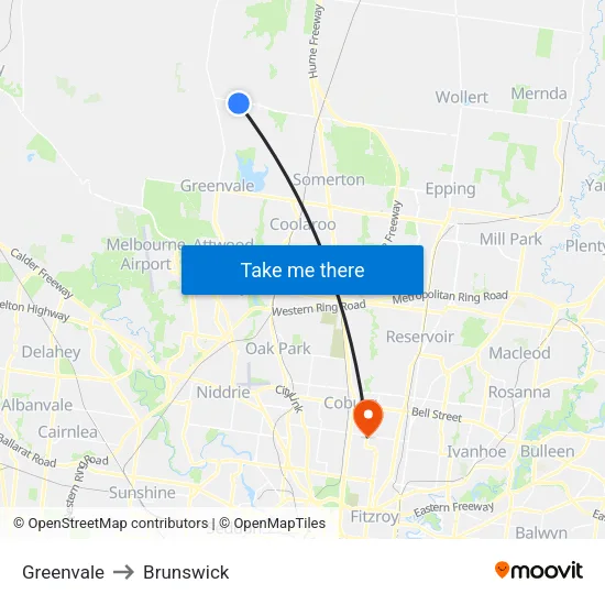 Greenvale to Brunswick map