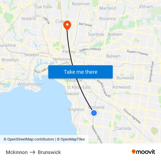 Mckinnon to Brunswick map