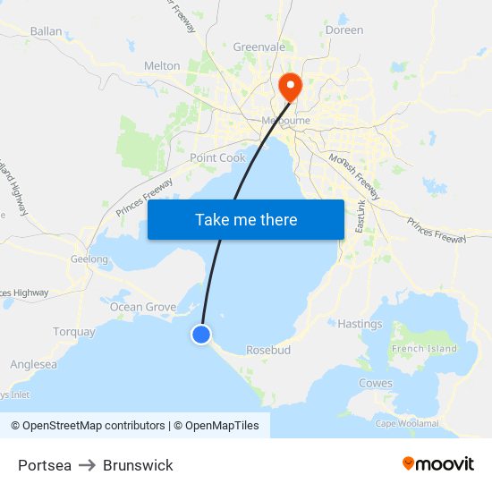 Portsea to Brunswick map