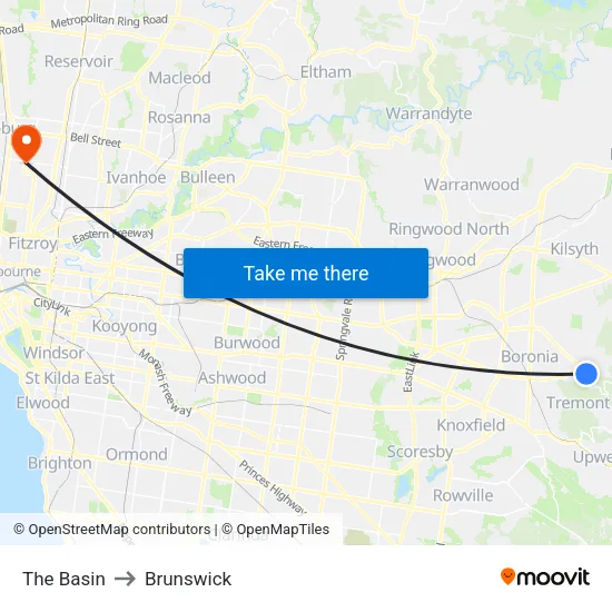 The Basin to Brunswick map