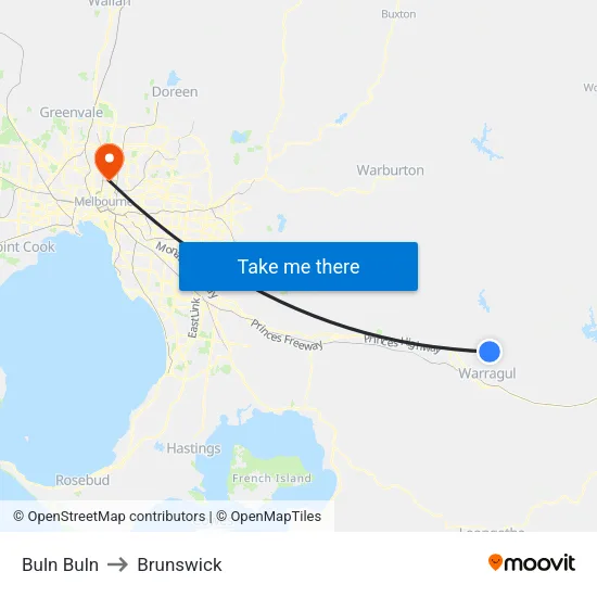 Buln Buln to Brunswick map