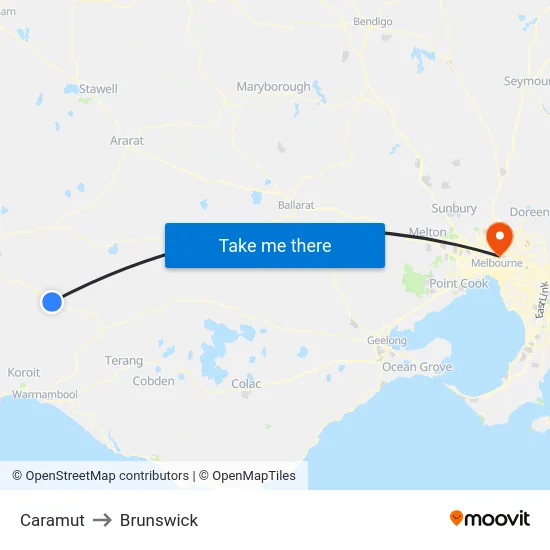 Caramut to Brunswick map