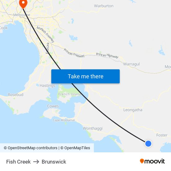 Fish Creek to Brunswick map