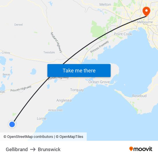 Gellibrand to Brunswick map