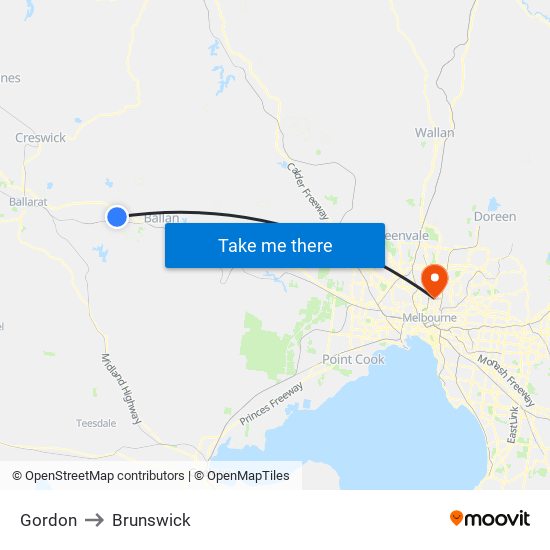 Gordon to Brunswick map