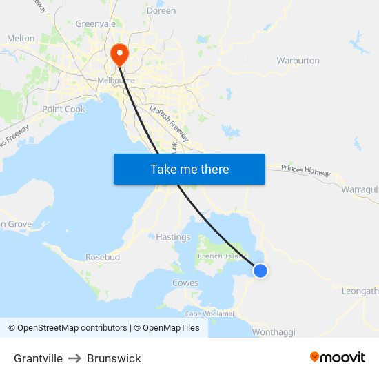 Grantville to Brunswick map