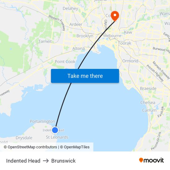 Indented Head to Brunswick map