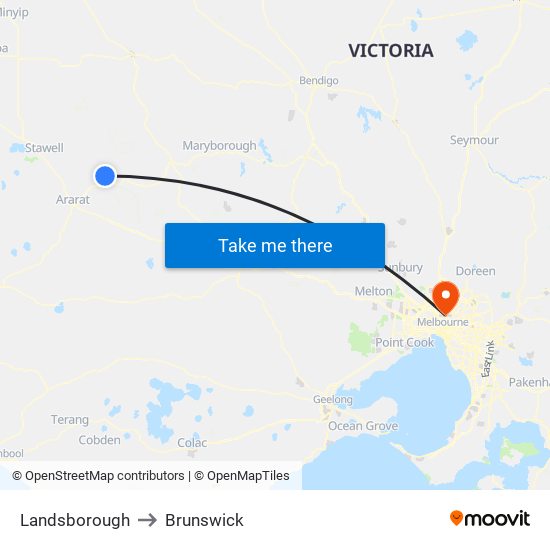 Landsborough to Brunswick map