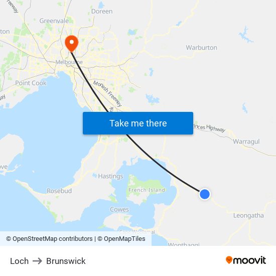 Loch to Brunswick map