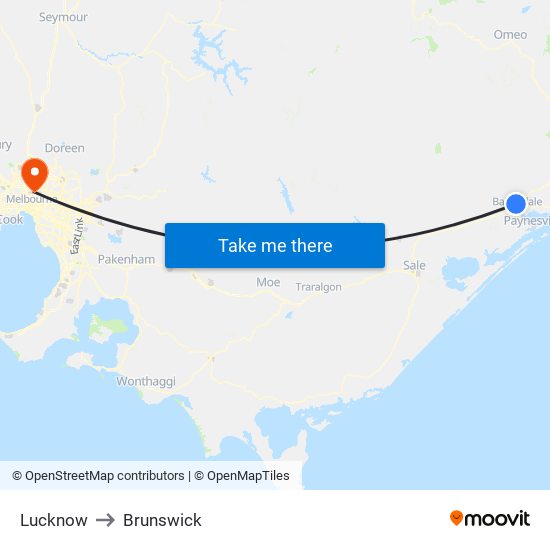 Lucknow to Brunswick map