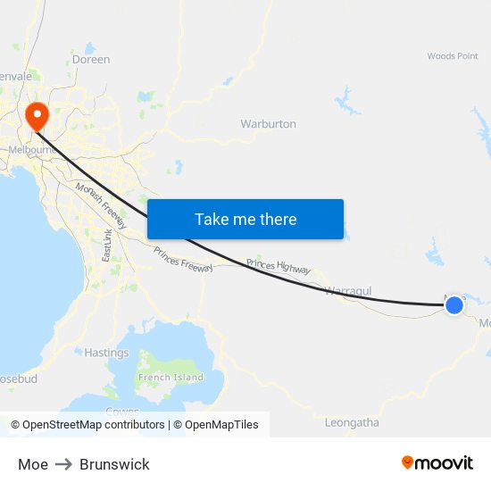 Moe to Brunswick map