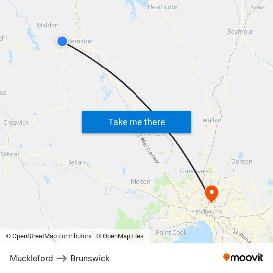 Muckleford to Brunswick map