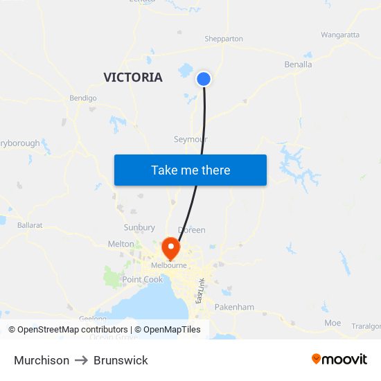 Murchison to Brunswick map