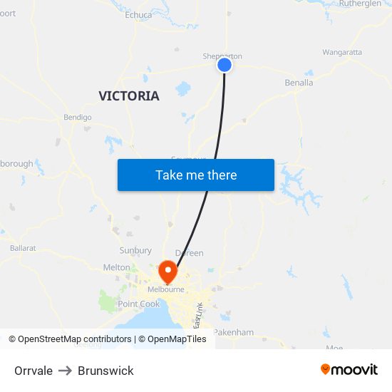 Orrvale to Brunswick map