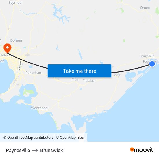 Paynesville to Brunswick map