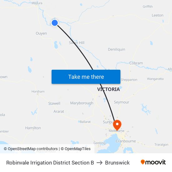 Robinvale Irrigation District Section B to Brunswick map