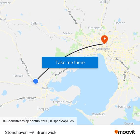 Stonehaven to Brunswick map