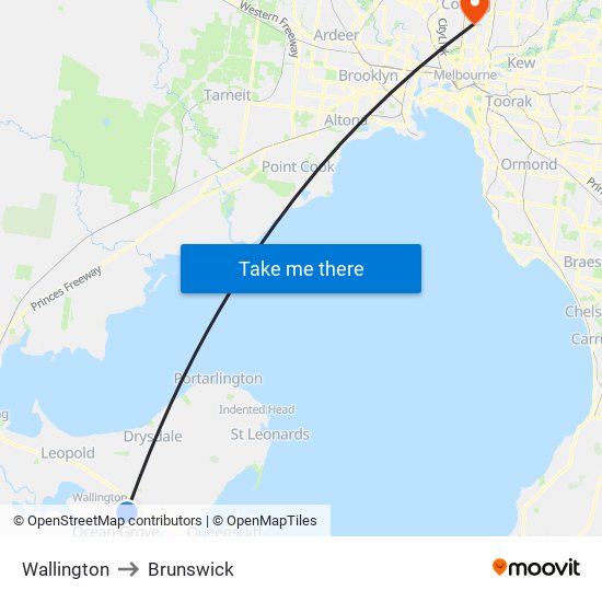 Wallington to Brunswick map