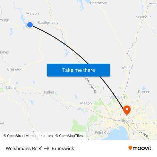 Welshmans Reef to Brunswick map