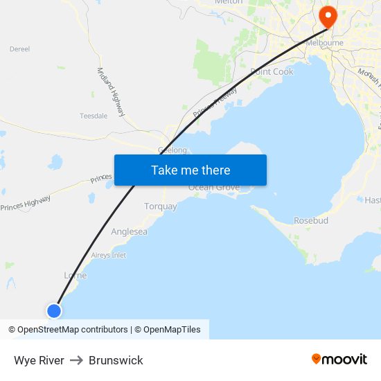 Wye River to Brunswick map