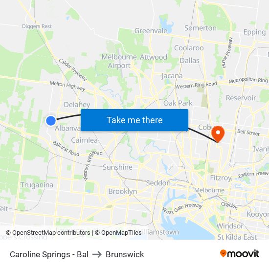 Caroline Springs - Bal to Brunswick map