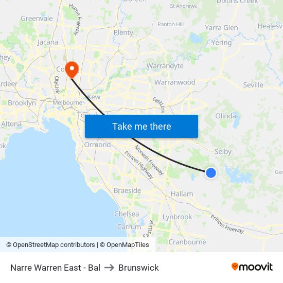 Narre Warren East - Bal to Brunswick map