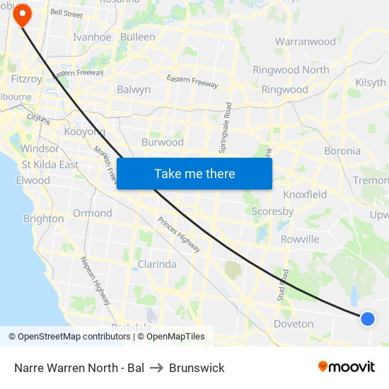 Narre Warren North - Bal to Brunswick map