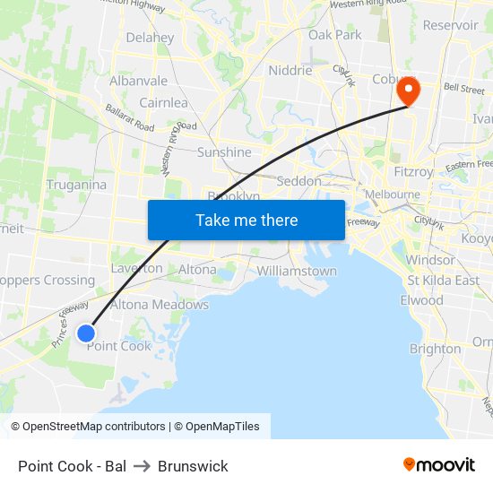 Point Cook - Bal to Brunswick map
