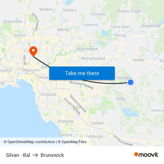 Silvan - Bal to Brunswick map