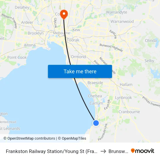 Frankston Railway Station/Young St to Brunswick map