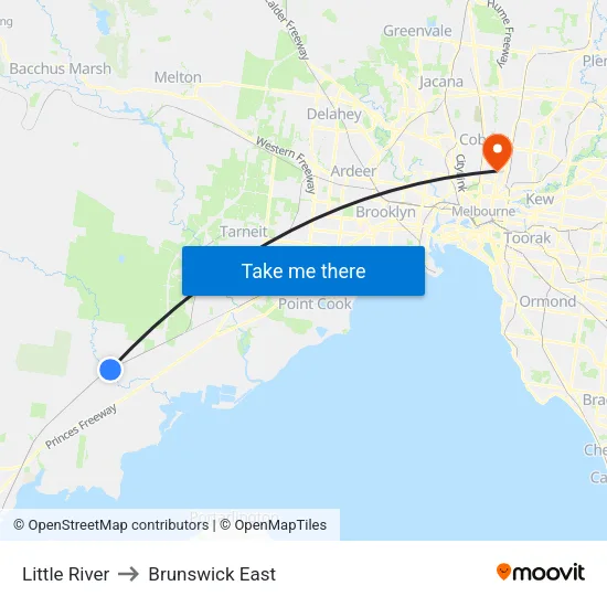 Little River to Brunswick East map