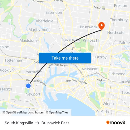 South Kingsville to Brunswick East map