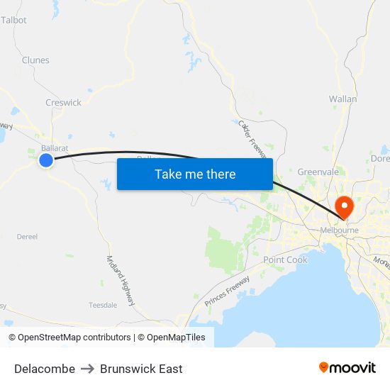 Delacombe to Brunswick East map