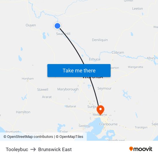 Tooleybuc to Brunswick East map