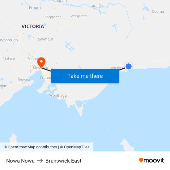 Nowa Nowa to Brunswick East map