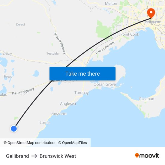 Gellibrand to Brunswick West map