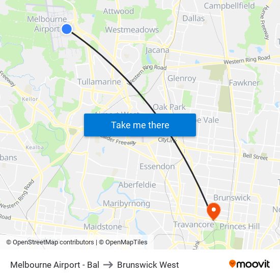 Melbourne Airport - Bal to Brunswick West map