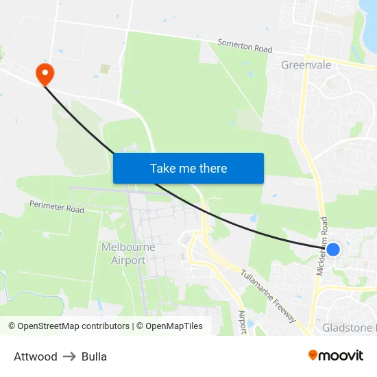 Attwood to Bulla map