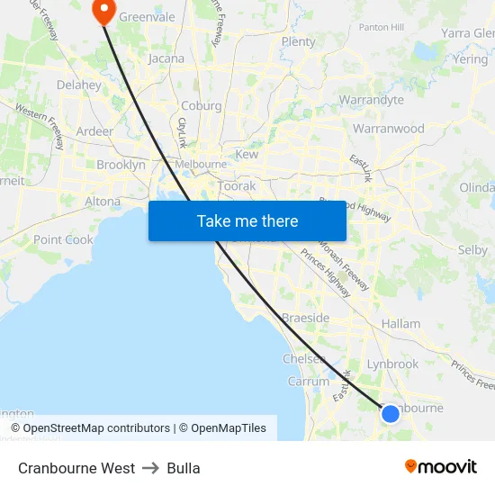 Cranbourne West to Bulla map