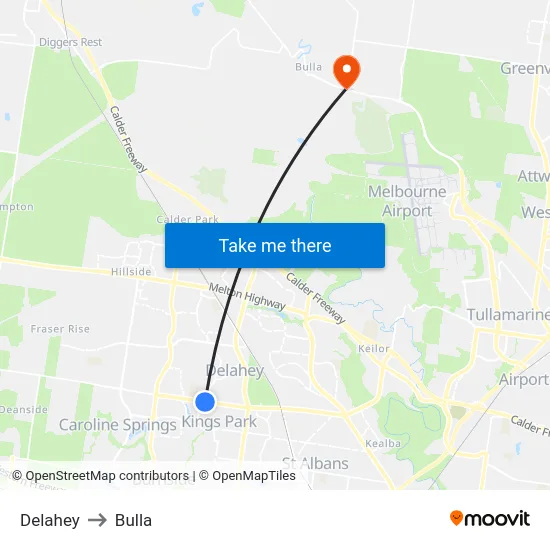 Delahey to Bulla map